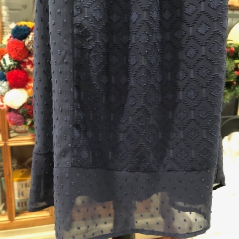 𝅺Daniel Rainn Navy Flutter Sleeve Lace Babydoll Dress, Size Medium - Picture 7 of 16